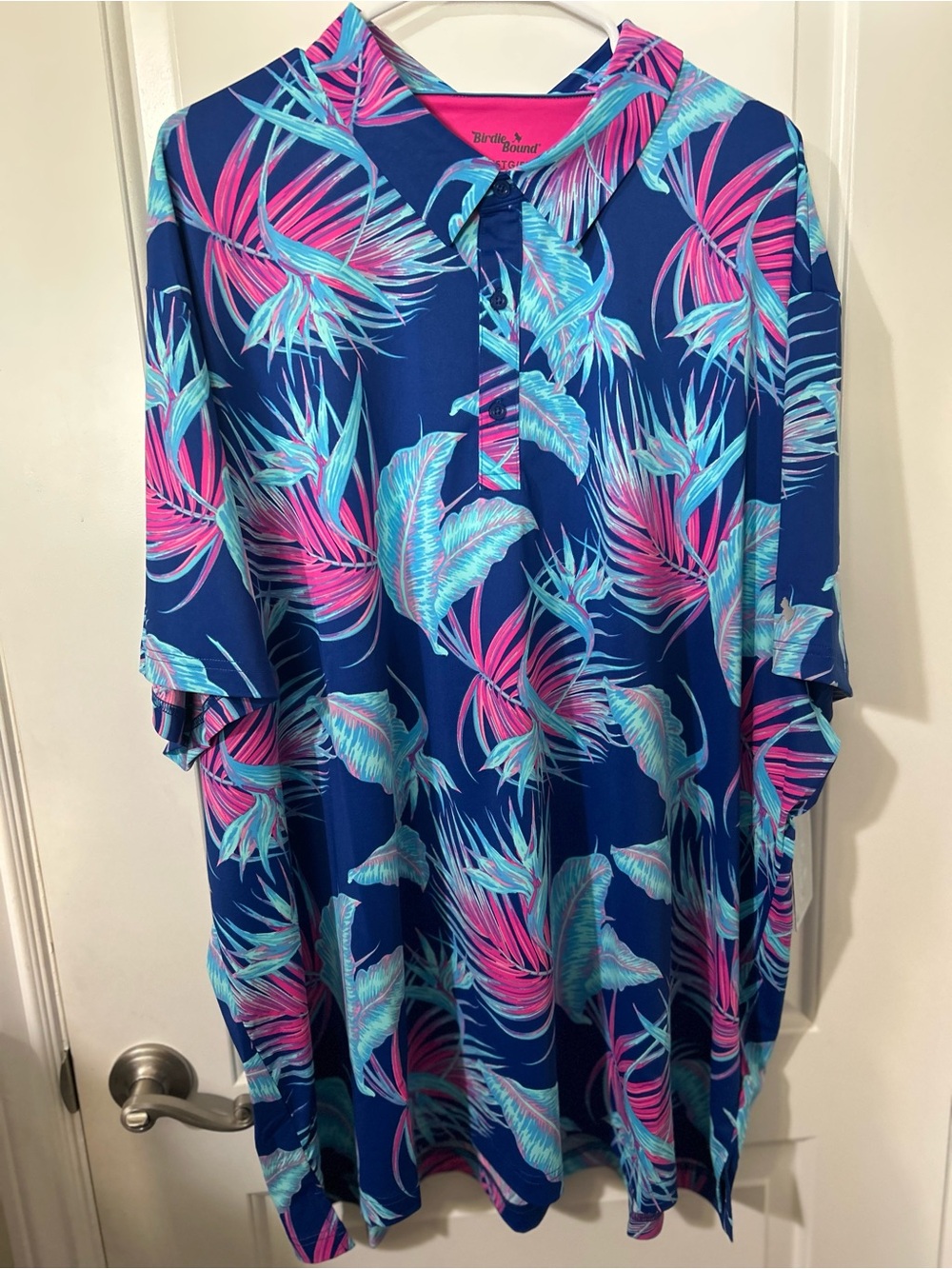 Birdie & Beau Men’s Blue Tropical Print Polo